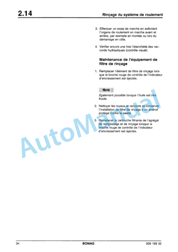 Bomag BW 212 D-3, BW 212 PD-3, BW 214 D-3, BW 214 PD-3 Inspection and Adjustment Work Repair Manual 00819932 FR-5