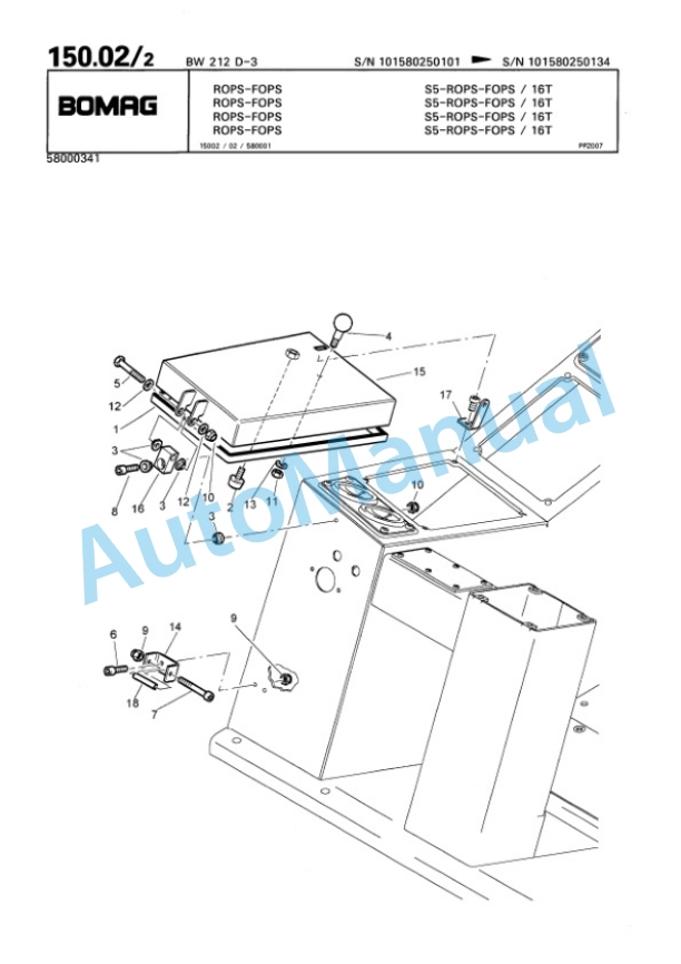 Bomag BW 212 D-3 Single Drum Wheel Drive Vibratory Roller Spare Parts Catalogue 00815325-3
