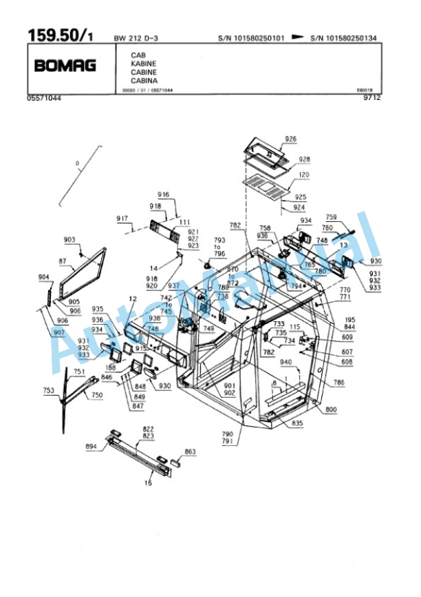 Bomag BW 212 D-3 Single Drum Wheel Drive Vibratory Roller Spare Parts Catalogue 00815325-4