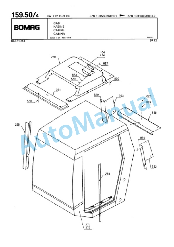 Bomag BW 212 D-3 Single Drum Wheel Drive Vibratory Roller Spare Parts Catalogue 00815326-5
