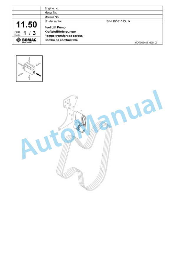 Bomag BW 212 D-40 Single Drum Wheel Drive Vibratory Roller Spare Parts Catalogue 00818587-2