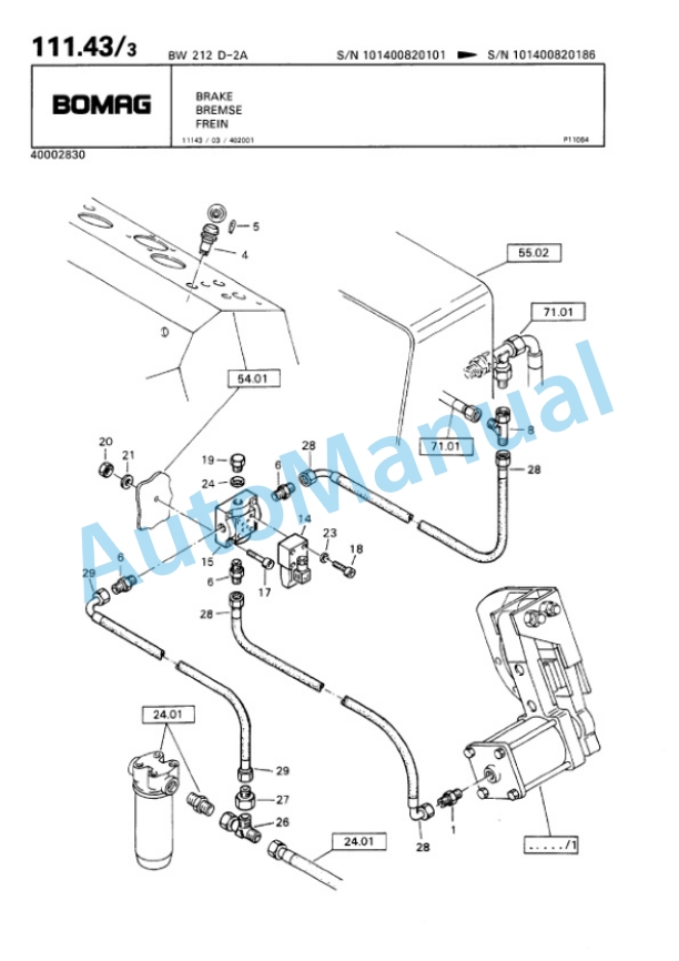 Bomag BW 212 D2 Ampl Single Drum Wheel Drive Vibratory Roller Spare Parts Catalogue 00810064-4