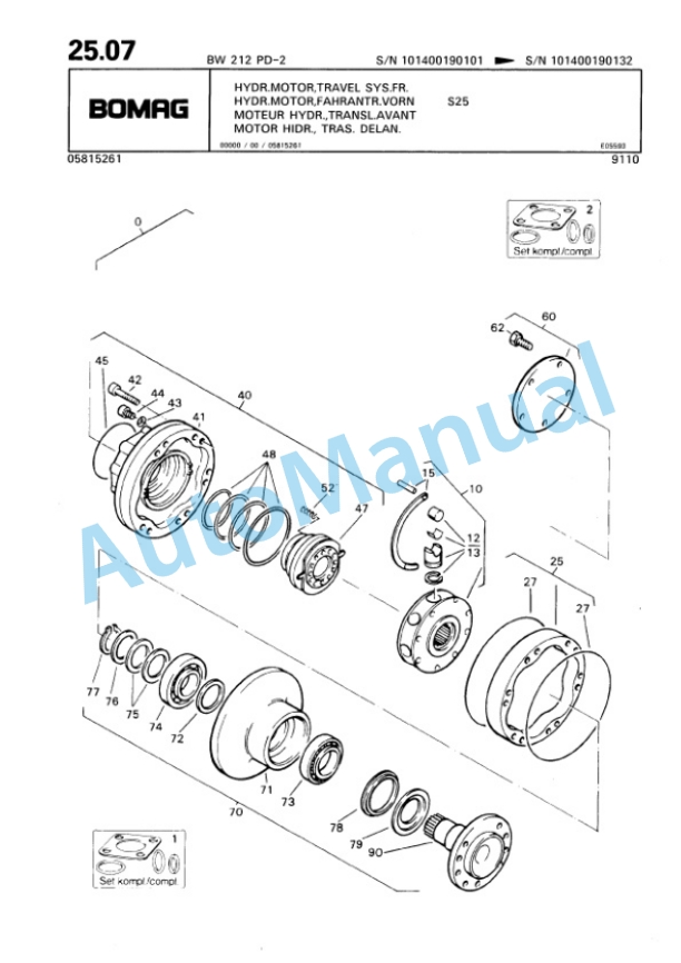 Bomag BW 212 PD-2 Single Drum Wheel Drive Vibratory Roller Spare Parts Catalogue 00810619-2