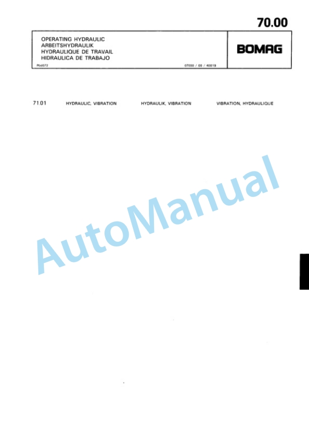Bomag BW 212 PD-2 Single Drum Wheel Drive Vibratory Roller Spare Parts Catalogue 00810619-4