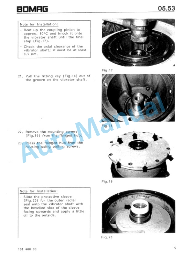 Bomag BW 213, BW 213 D, BW 213 PD, BW 213 PDH Single-Drum Wheel Drive Vibratory Roller Repair Instructions 00819094-3