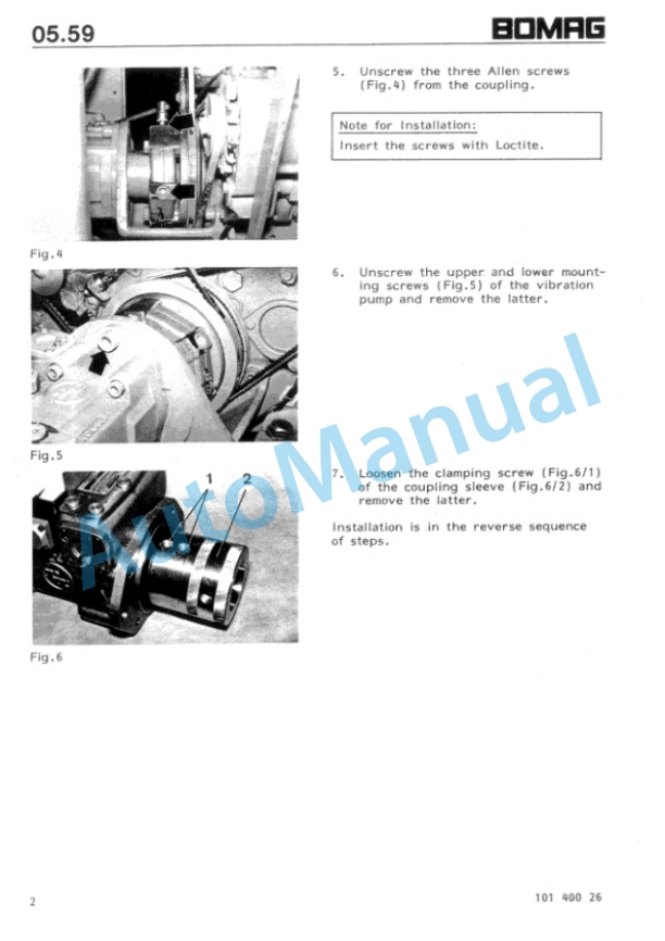 Bomag BW 213, BW 213 D, BW 213 PD, BW 213 PDH Single-Drum Wheel Drive Vibratory Roller Repair Instructions 00819094-4