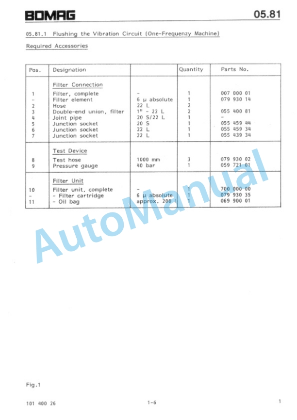 Bomag BW 213, BW 213 D, BW 213 PD, BW 213 PDH Single-Drum Wheel Drive Vibratory Roller Repair Instructions 00819094-5
