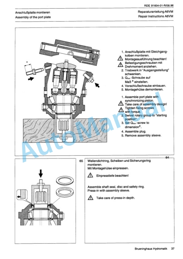 Bomag BW 213 D-3, BW 213 PD-3, BW 214 D-3, BW 214 PD-3 Single Drum Wheel Drive Repair Instructions 00819491-4