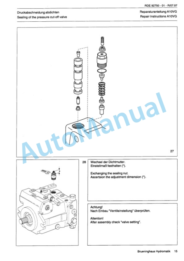 Bomag BW 213 D-3, BW 213 PD-3, BW 214 D-3, BW 214 PD-3 Single Drum Wheel Drive Repair Instructions 00819491-5
