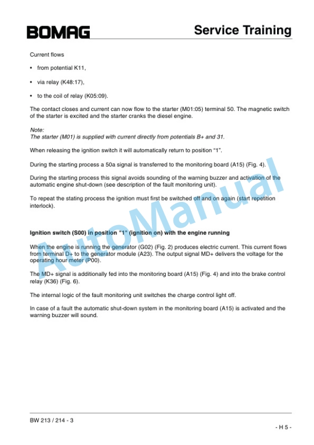 Bomag BW 213 D-3 to BW 214 PDH-3 Deutz 2012C - 1013EC Single Drum Rollers Service Training 00809977-4