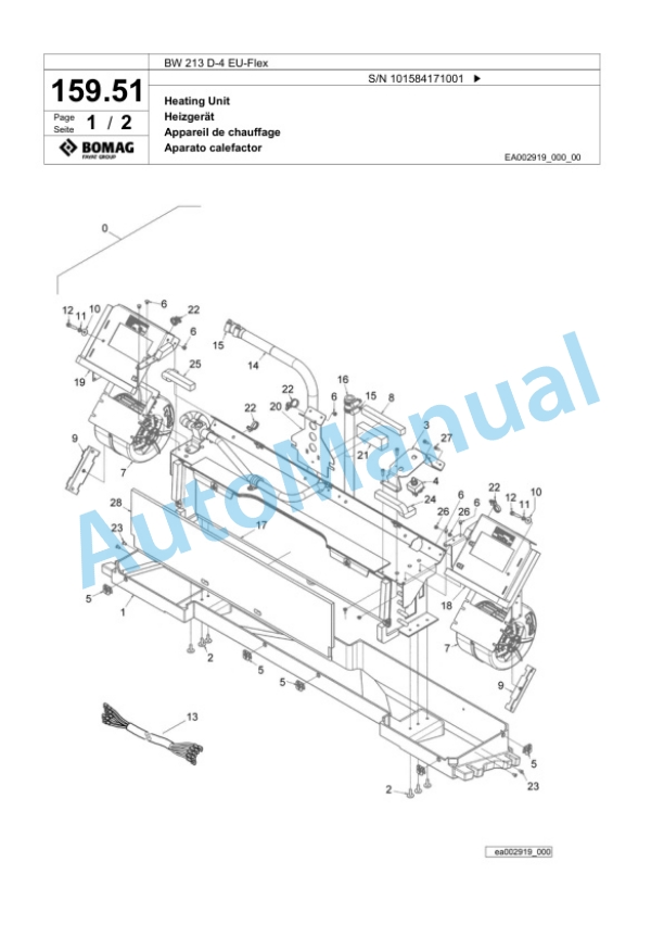Bomag BW 213 D-4 EU-Flex Single Drum Wheel Drive Vibratory Roller Spare Parts Catalogue 00824431-5
