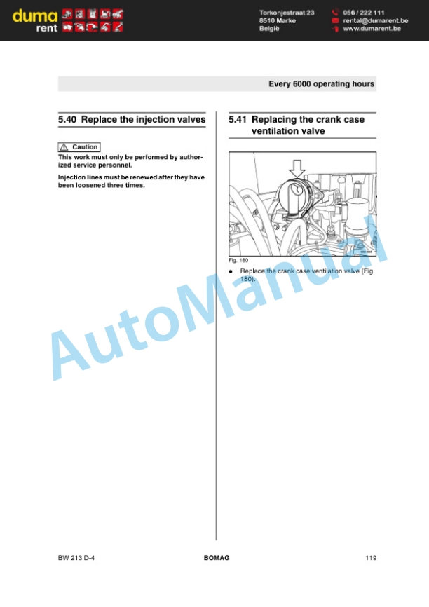 Bomag BW 213 D-4 Single Drum Roller Operating and Maintenance Instructions 00804361-5