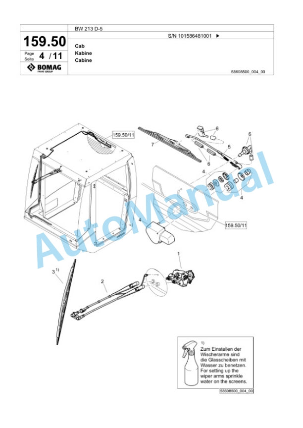 Bomag BW 213 D-5 Single Drum Wheel Drive Vibratory Roller Spare Parts Catalogue 00824861-5
