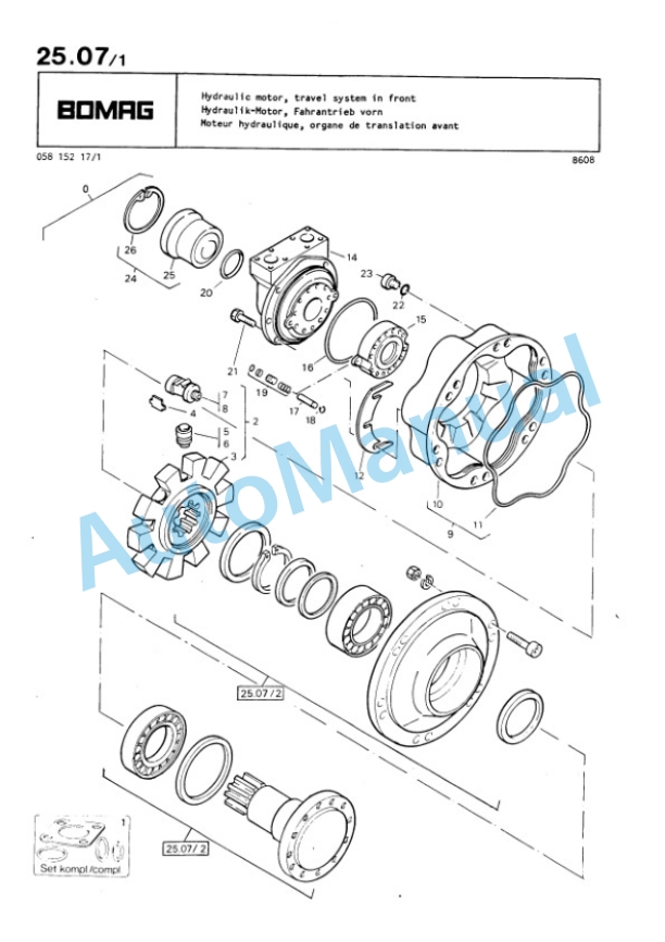 Bomag BW 213 D Single Drum Wheel Drive Vibratory Roller Spare Parts Catalogue 00812212-3