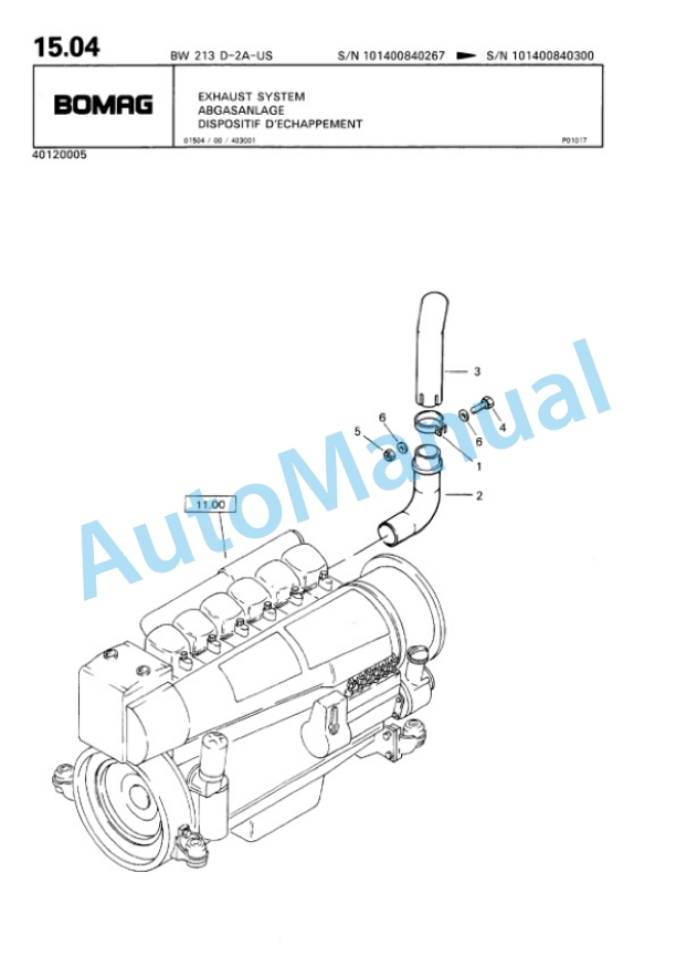 Bomag BW 213 D2 Ampl Single Drum Wheel Drive Vibratory Roller Spare Parts Catalogue 00810063-2