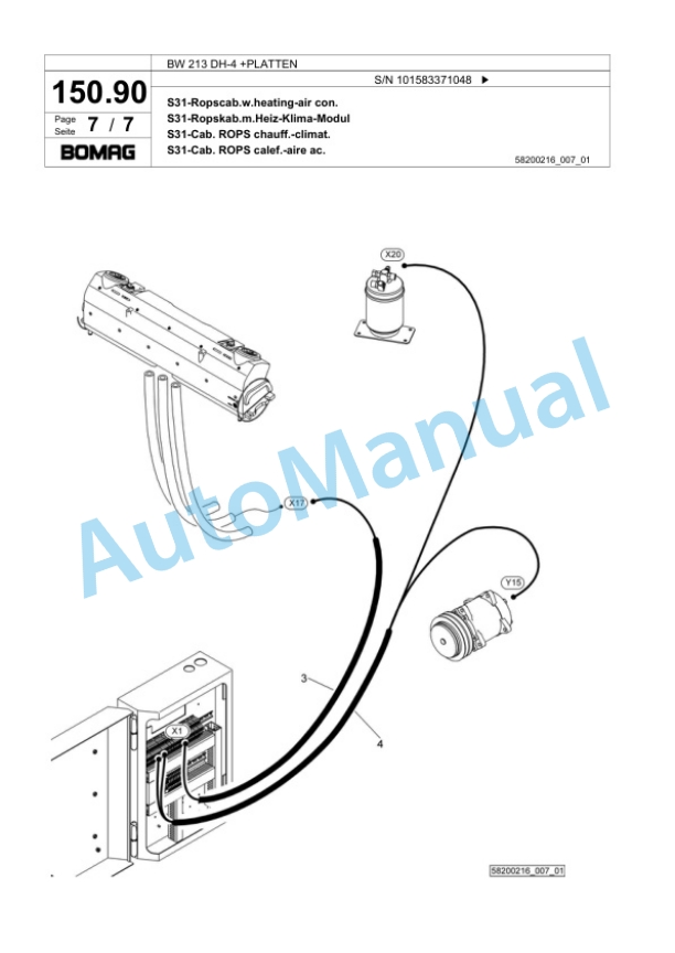 Bomag BW 213 DH-4 Plus PLATTEN Single Drum Wheel Drive Vibratory Roller2 Spare Parts Catalogue 00824153-4