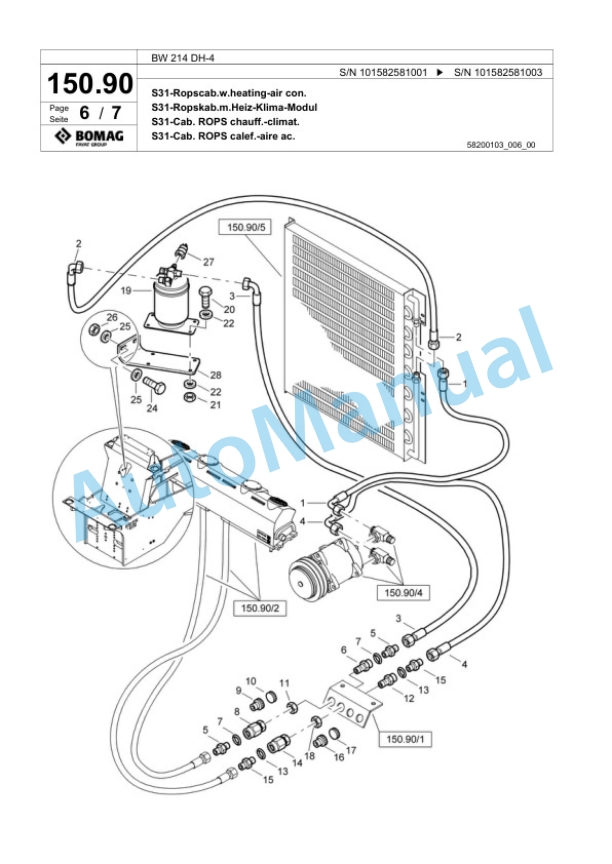 Bomag BW 213 DH-4 Single Drum Wheel Drive Vibratory Roller Spare Parts Catalogue 00817789-5