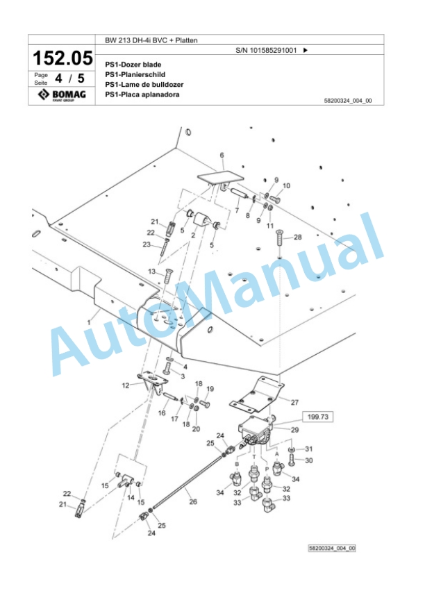 Bomag BW 213 DH-4i BVC Plus Platten Single Drum Wheel Drive Vibratory Roller Spare Parts Catalogue 00824679-5