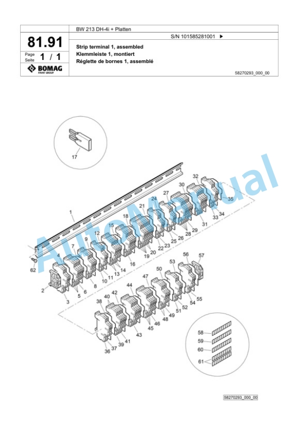 Bomag BW 213 DH-4i Plus Platten Single Drum Wheel Drive Vibratory Roller Spare Parts Catalogue 00824677-2