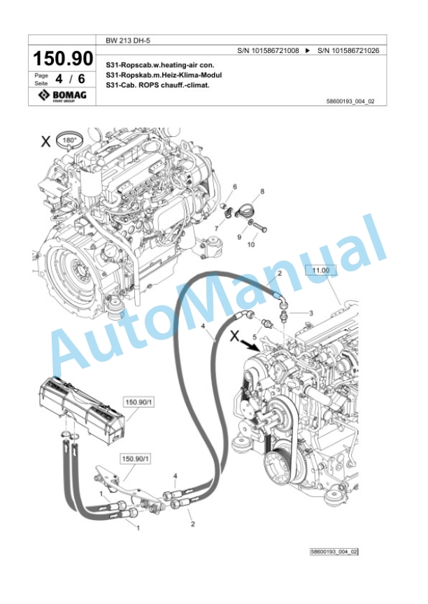 Bomag BW 213 DH-5 Single Drum Wheel Drive Vibratory Roller Spare Parts Catalogue 00825273-3