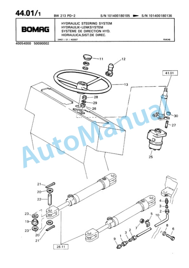 Bomag BW 213 PD-2, BW 214 PD-2 Single Drum Wheel Drive Vibratory Roller Spare Parts Catalogue 00810618-2