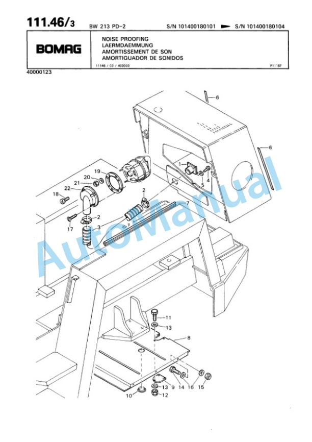 Bomag BW 213 PD-2, BW 214 PD-2 Single Drum Wheel Drive Vibratory Roller Spare Parts Catalogue 00810618-4