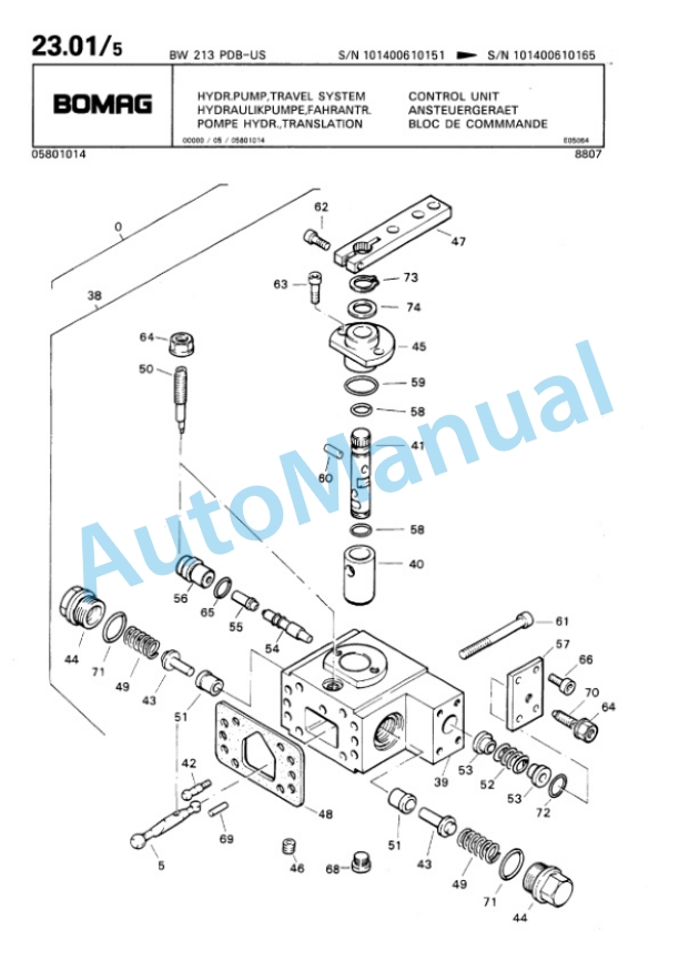 Bomag BW 213 PDB Single Drum Wheel Drive Vibratory Roller Spare Parts Catalogue 00810066-2