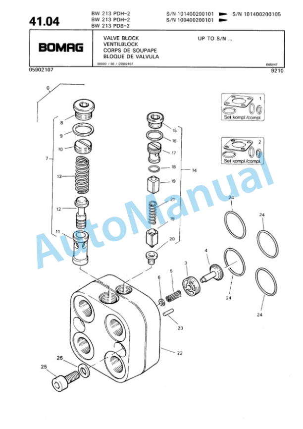 Bomag BW 213 PDH-2, BW 213 PDB-2 Single Drum Wheel Drive Vibratory Roller Spare Parts Catalogue 00810620-2