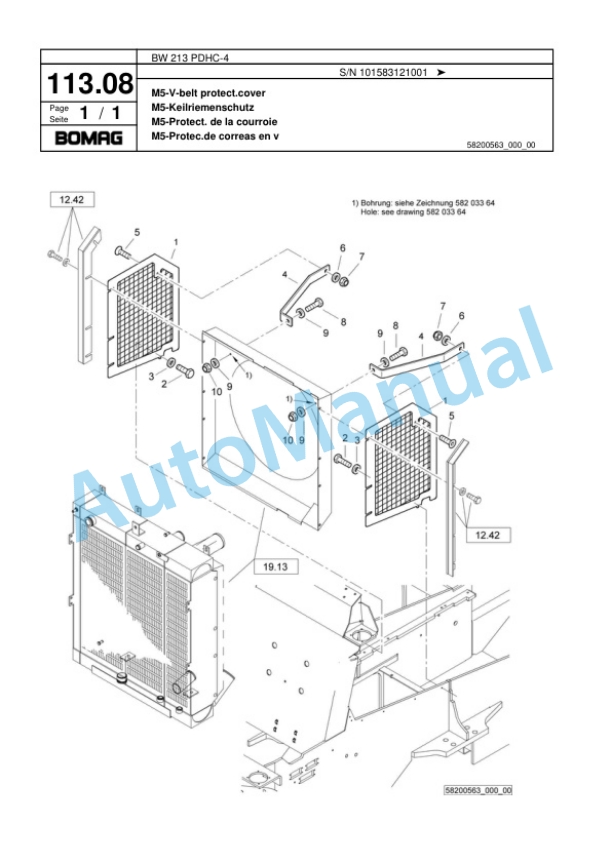 Bomag BW 213 PDHC-4 Single Drum Wheel Drive Vibratory Roller Spare Parts Catalogue 00818333-3