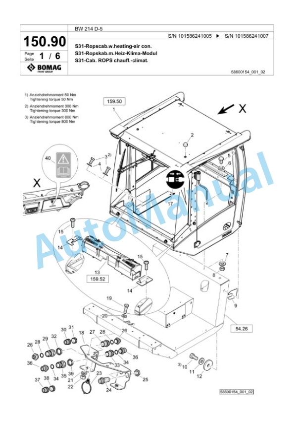 Bomag BW 214 D-5 Single Drum Wheel Drive Vibratory Roller Spare Parts Catalogue 00824813-5