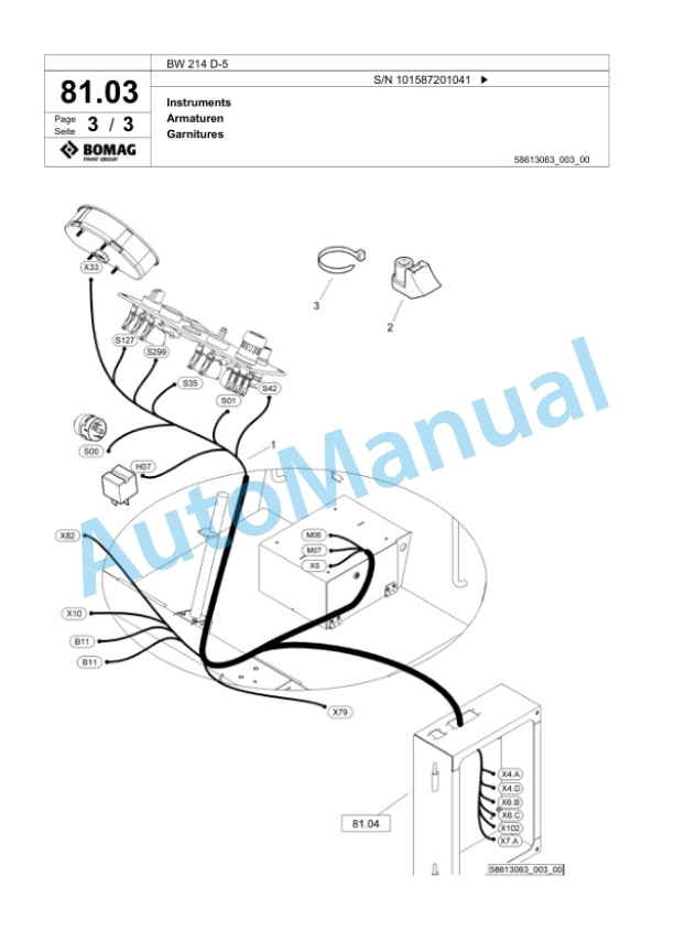 Bomag BW 214 D-5 Single Drum Wheel Drive Vibratory Roller Spare Parts Catalogue 00826901-2