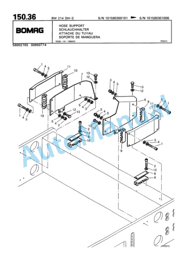 Bomag BW 214 DH-3 Single Drum Wheel Drive Vibratory Roller Spare Parts Catalogue 00815330-4
