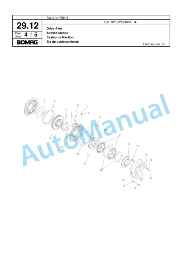 Bomag BW 214 PDH-4 Single Drum Wheel Drive Vibratory Roller Spare Parts Catalogue 00817791-2