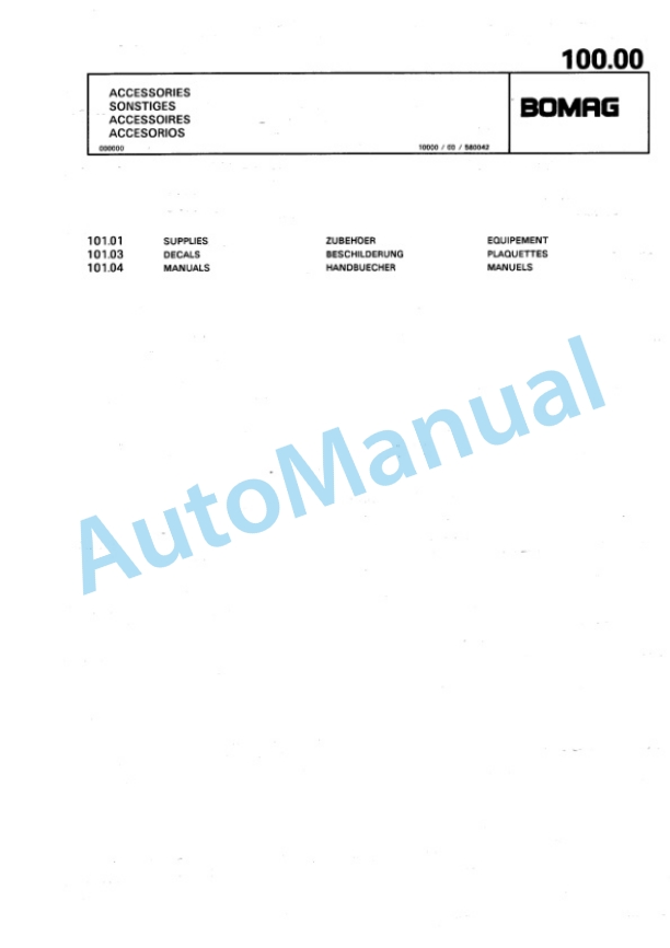 Bomag BW 216 HD-3 Single Drum Wheel Drive Vibratory Roller Spare Parts Catalogue 00815342-3