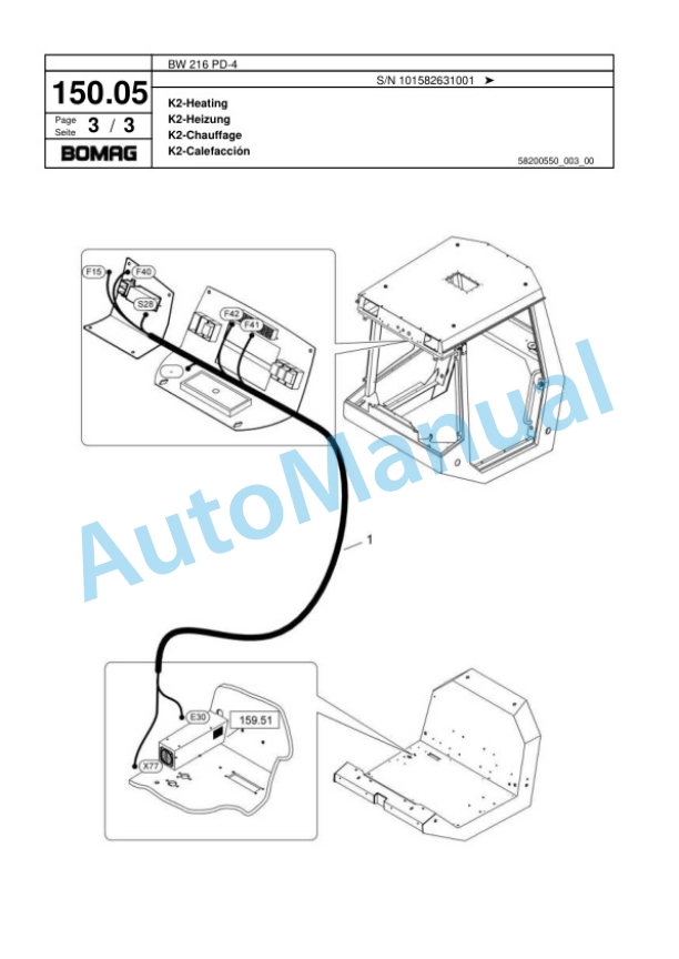 Bomag BW 216 PD-4 Single Drum Wheel Drive Vibratory Roller Spare Parts Catalogue 00818053-4