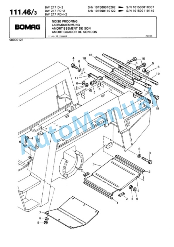 Bomag BW 217 D-2, BW 217 PD-2, BW 217 PDH-2 Single Drum Wheel Drive Vibratory Roller Spare Parts Catalogue 00810078-5