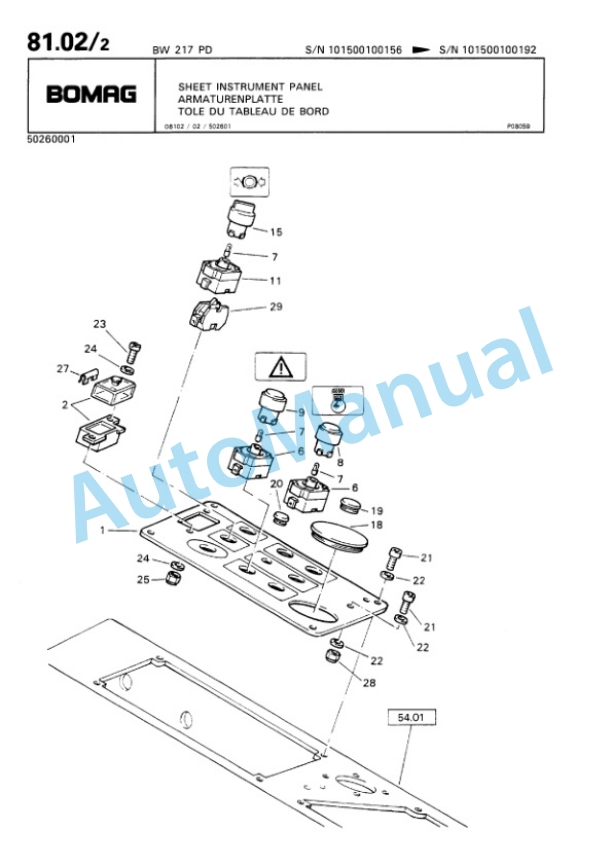 Bomag BW 217 D, BW 217 PD Single Drum Wheel Drive Vibratory Roller Spare Parts Catalogue 00810240-4