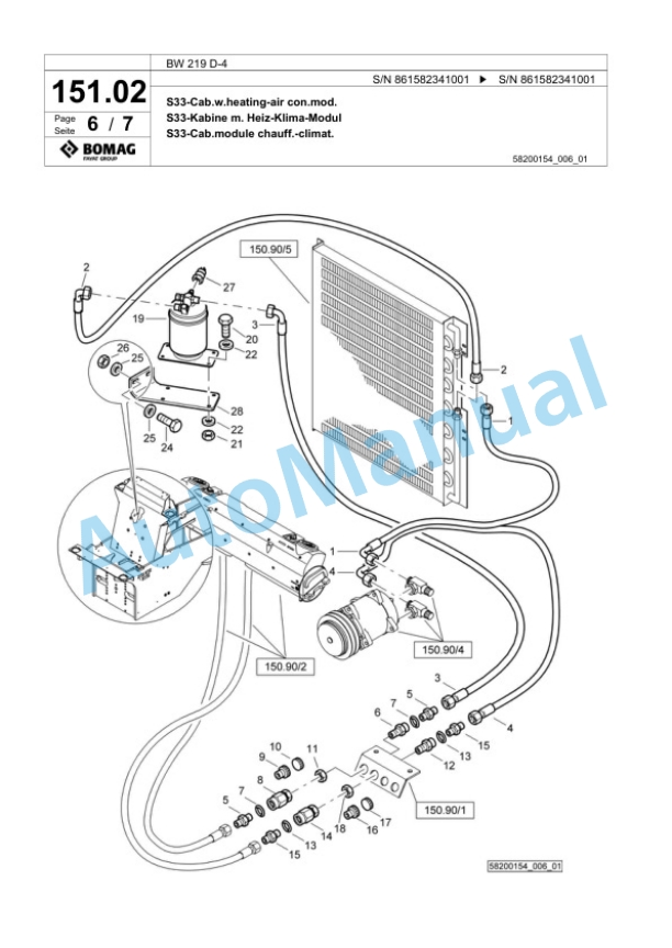 Bomag BW 219 D-4 Single Drum Wheel Drive Vibratory Roller Spare Parts Catalogue 00824821-4