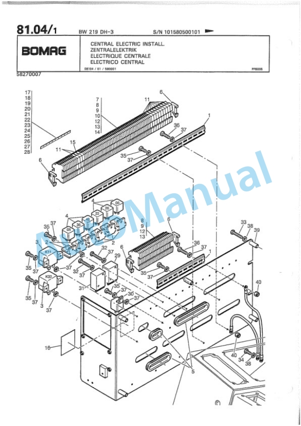 Bomag BW 219 DH-3 Single Drum Wheel Drive Vibratory Roller Spare Parts Catalogue 00815350-2