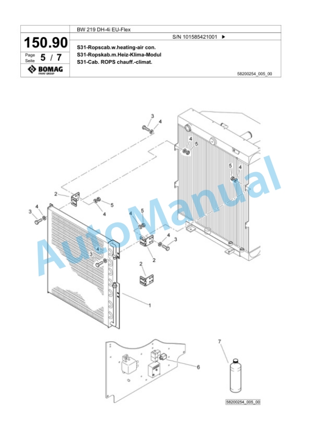 Bomag BW 219 DH-4i EU-Flex Single Drum Wheel Drive Vibratory Roller Spare Parts Catalogue 00824967-5