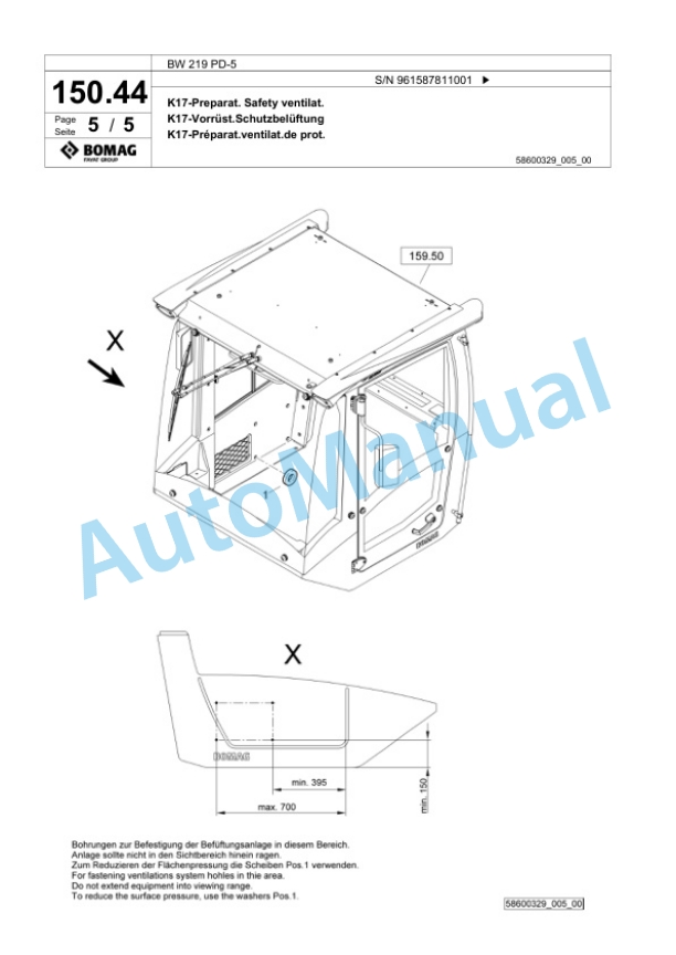 Bomag BW 219 PD-5 Single Drum Wheel Drive Vibratory Roller Spare Parts Catalogue 00826925-4
