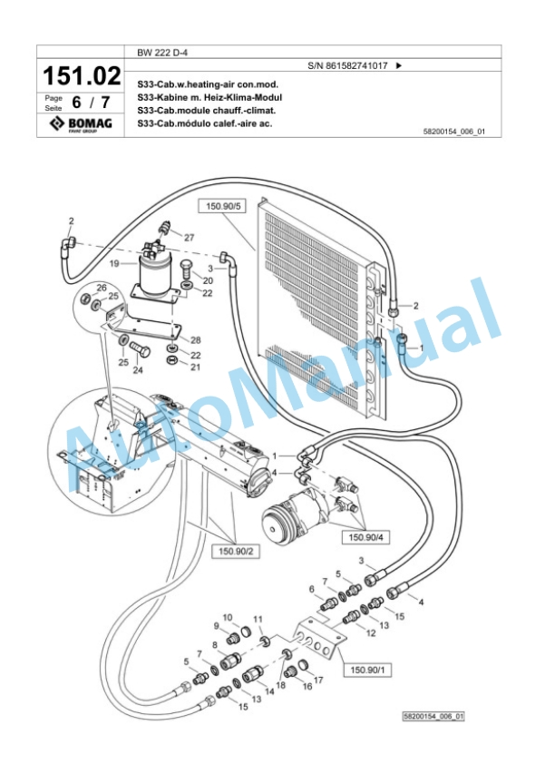 Bomag BW 222 D-4 Single Drum Wheel Drive Vibratory Roller Spare Parts Catalogue 00818431-5