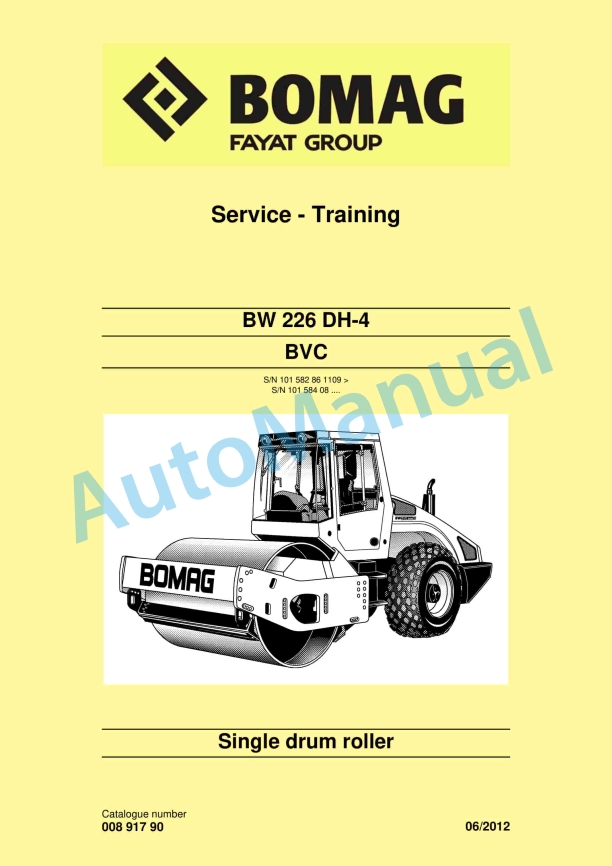 Bomag BW 226 DH-4 BVC Single Drum Roller Service Training 00891790