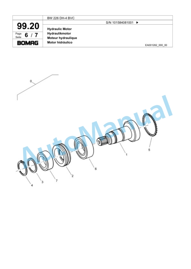 Bomag BW 226 DH-4 BVC Single Drum Wheel Drive Vibratory Roller Spare Parts Catalogue 00818865-3