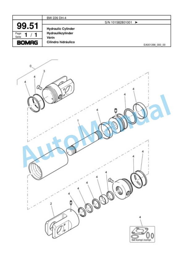 Bomag BW 226 DH-4 Single Drum Wheel Drive Vibratory Roller Spare Parts Catalogue 00817809-3