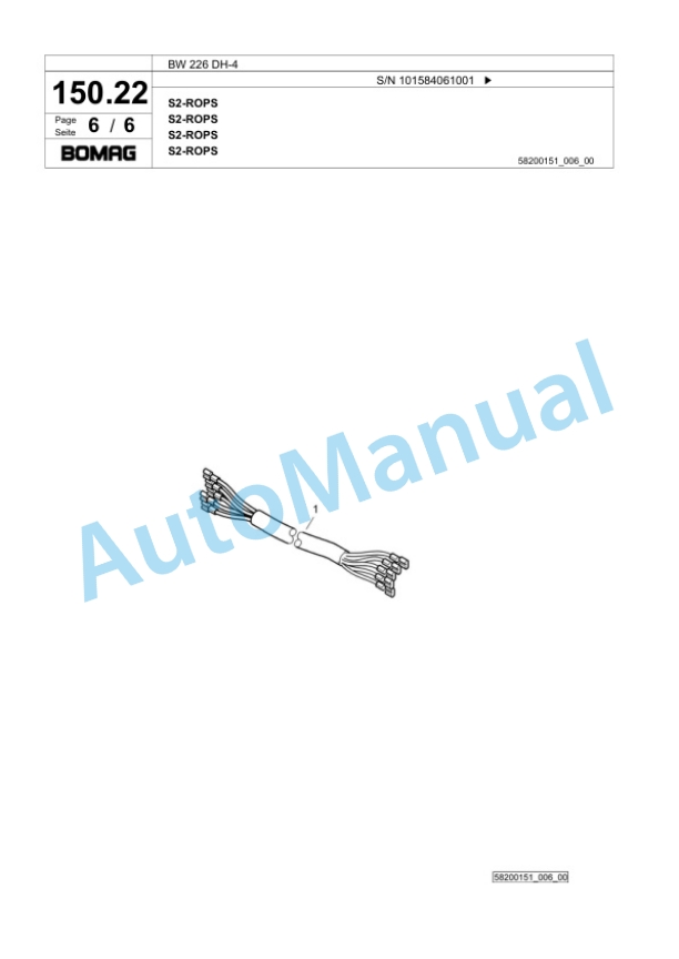 Bomag BW 226 DH-4 Single Drum Wheel Drive Vibratory Roller Spare Parts Catalogue 00818861-4
