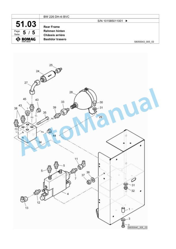 Bomag BW 226 DH-4i BVC Single Drum Wheel Drive Vibratory Roller Spare Parts Catalogue 00818051-2
