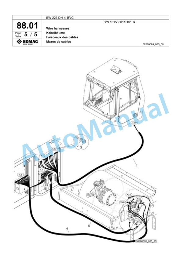 Bomag BW 226 DH-4i BVC Single Drum Wheel Drive Vibratory Roller Spare Parts Catalogue 00818051-3