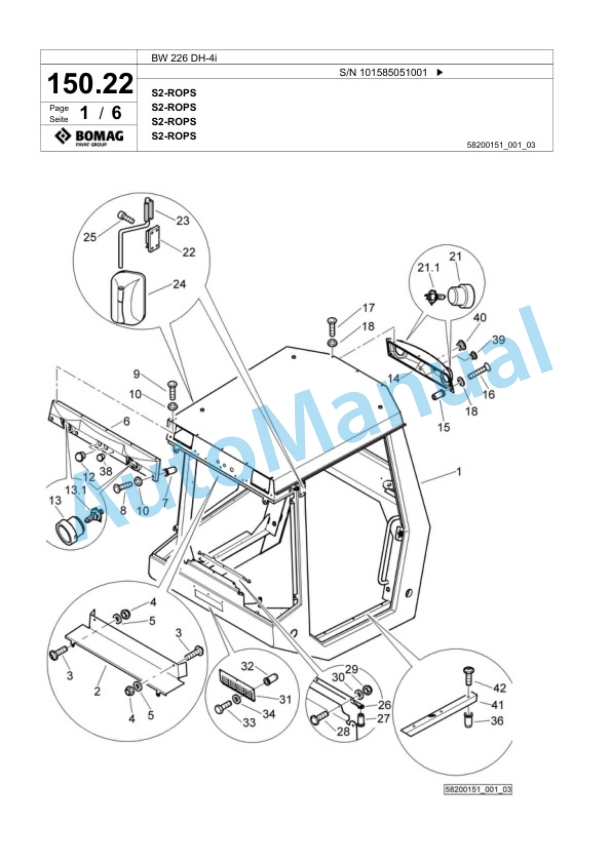 Bomag BW 226 DH-4i Single Drum Wheel Drive Vibratory Roller Spare Parts Catalogue 00824227-4