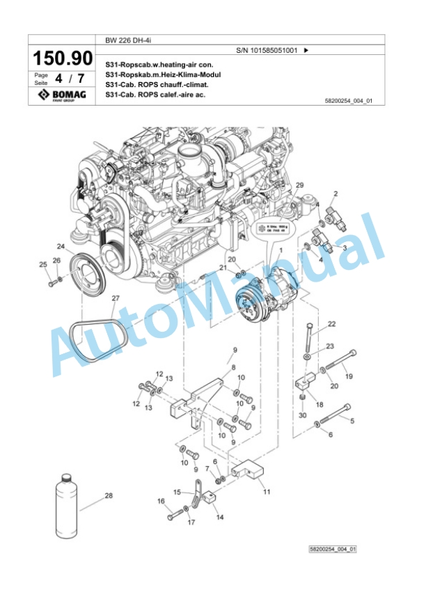 Bomag BW 226 DH-4i Single Drum Wheel Drive Vibratory Roller Spare Parts Catalogue 00824227-5